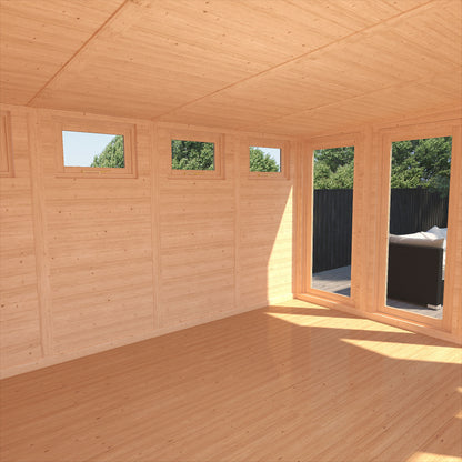 Mercia Sherwood Edwinstowe 4mx3m Insulated Garden Room- (UPVC Windows & Doors) - White