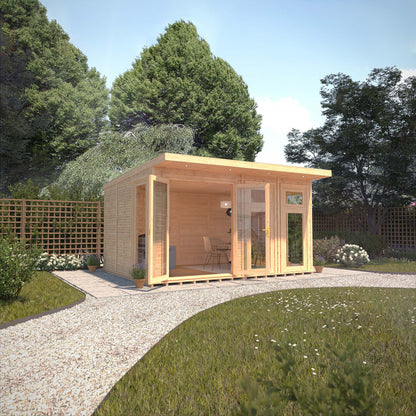 Mercia Sherwood Edwinstowe 4mx3m Insulated Garden Room - (UPVC Windows & Doors) - Grey