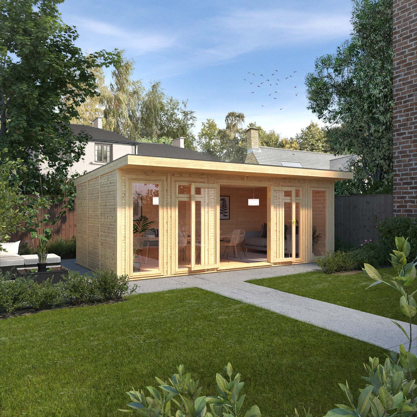 Mercia Sherwood Edwinstowe 6mx3m Insulated Garden Room - (UPVC Windows & Doors) - Grey