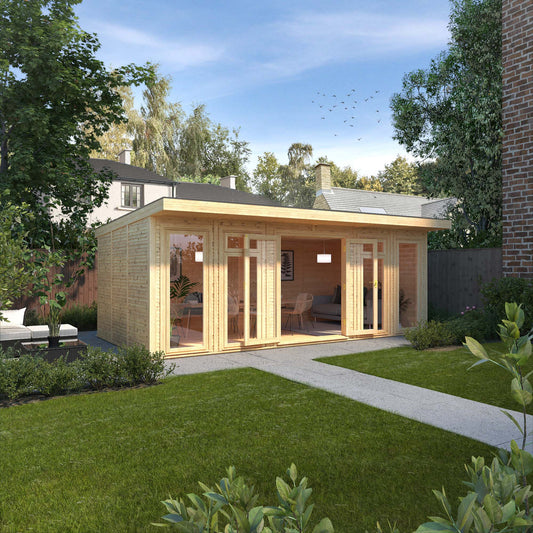 Mercia Sherwood Edwinstowe 6mx3m Insulated Garden Room - (UPVC Windows & Doors) - White