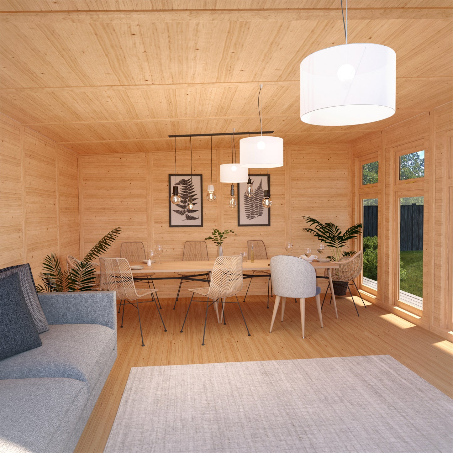 Mercia Sherwood Edwinstowe 6m x 4m Insulated Garden Room - (UPVC Windows & Doors) - Grey