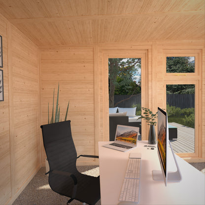 Mercia Sherwood Edwinstowe 4m x 3m Insulated Garden Room- (UPVC Windows & Doors) - Oak