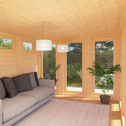 Mercia Sherwood Edwinstowe 4m x 3m Insulated Garden Room- (UPVC Windows & Doors) - Oak