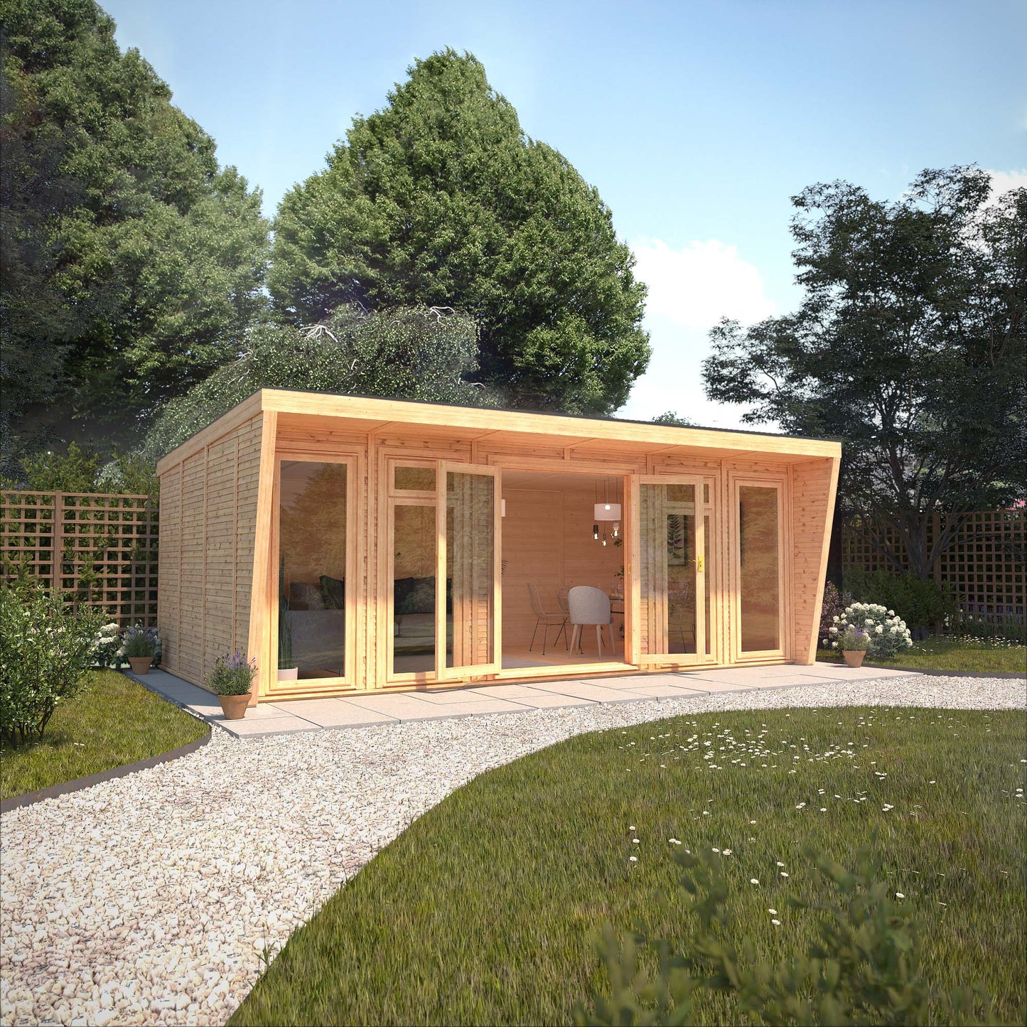 Mercia Sherwood Harlow 6m x 3m Insulated Garden Room - (UPVC Windows & Doors) - White