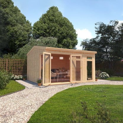 Mercia Sherwood Rufford 4mx4m Insulated Garden Room - (UPVC Windows & Doors) - Grey