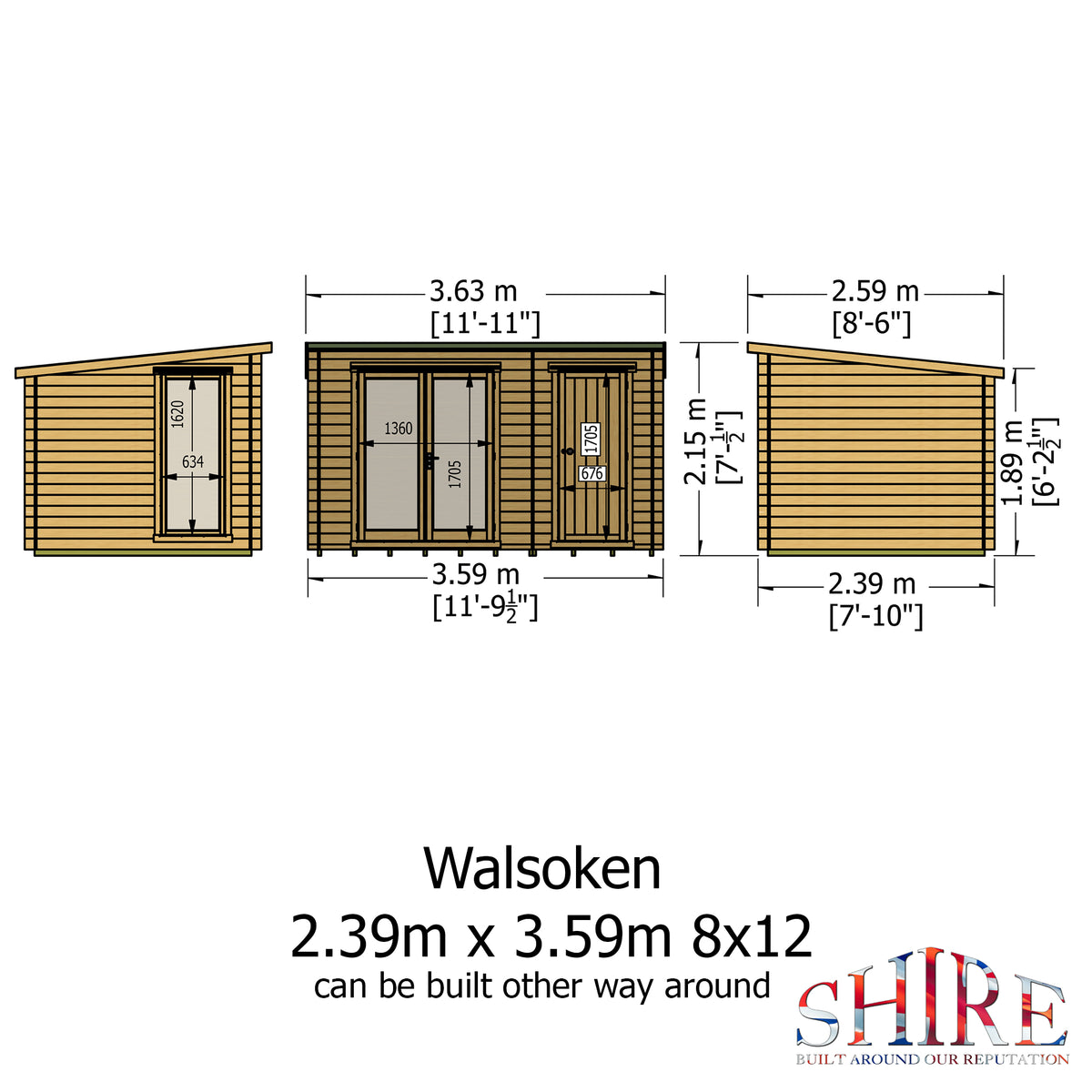 Shire Walsoken 8x12 19mm Log Cabin
