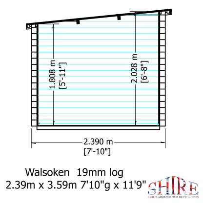 Shire Walsoken 8x12 19mm Log Cabin