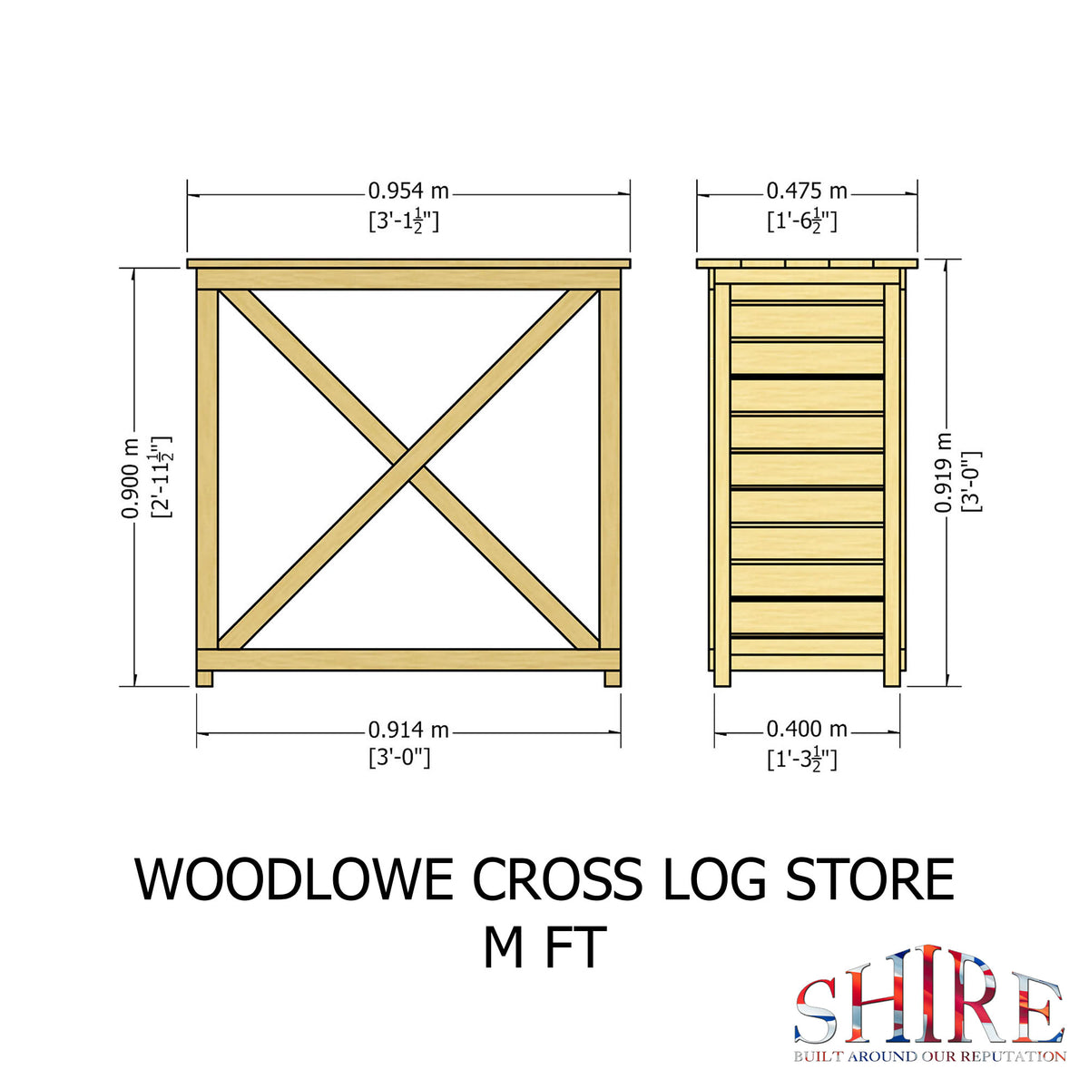 Shire Woodlowe Cross Log Store 3x1