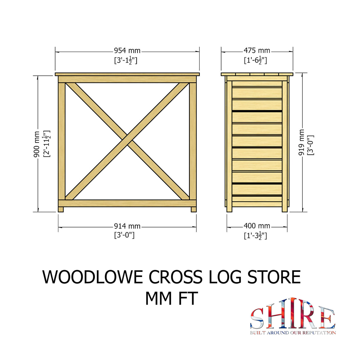 Shire Woodlowe Cross Log Store 3x1