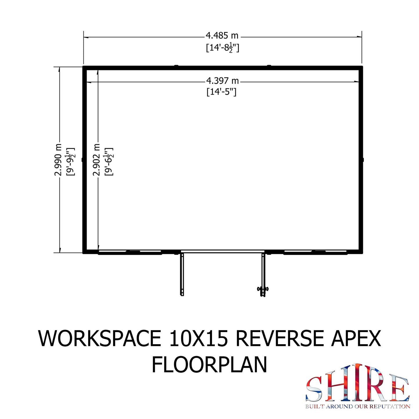 Shire Atlas 10x15 Double Door Shiplap Reverse Apex