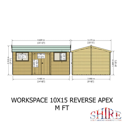 Shire Atlas 10x15 Double Door Shiplap Reverse Apex