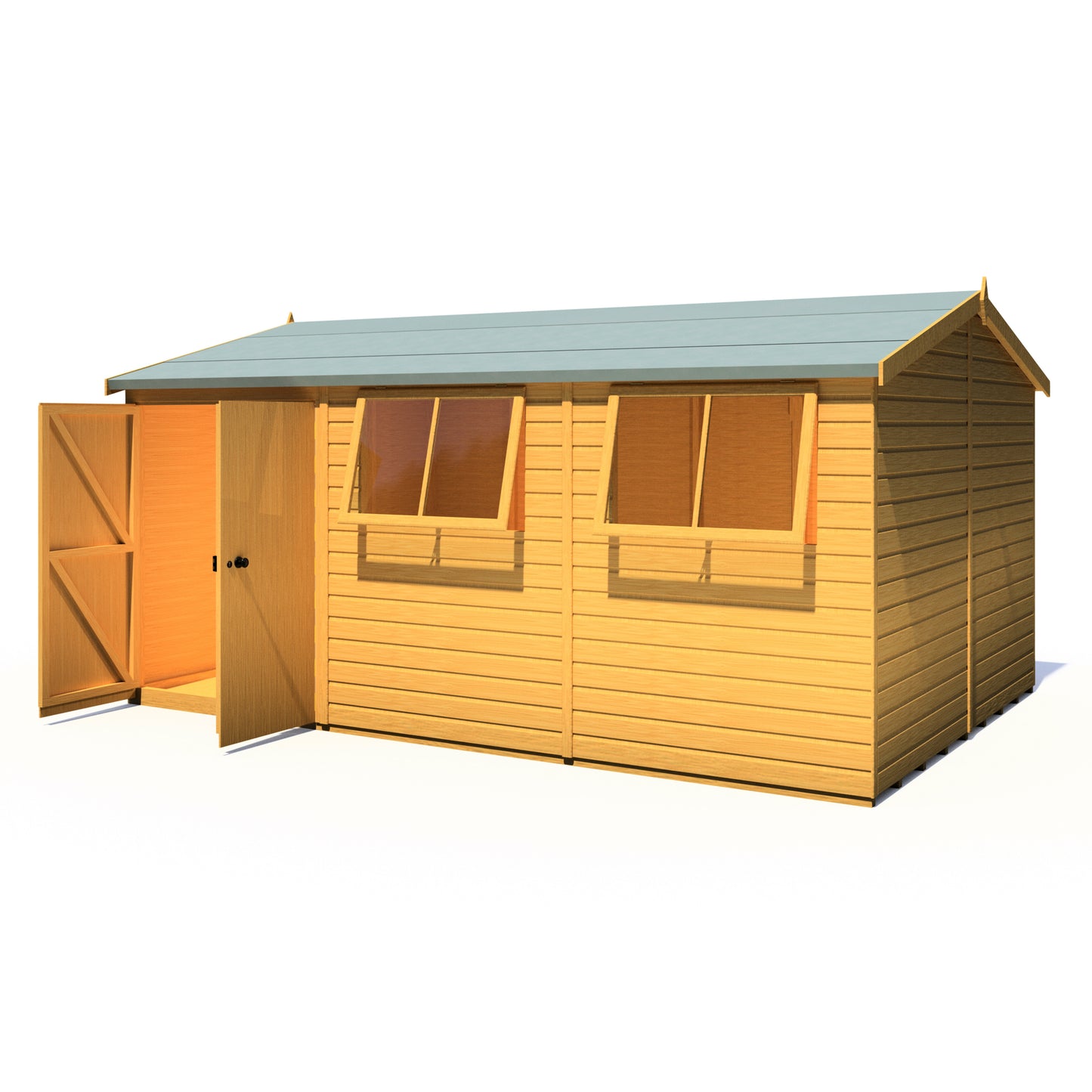 Shire Atlas 10x15 Double Door Shiplap Reverse Apex