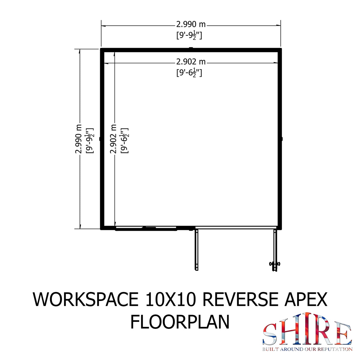 Shire Atlas 10x10 Double Door Shiplap Reverse Apex