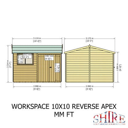 Shire Atlas 10x10 Double Door Shiplap Reverse Apex