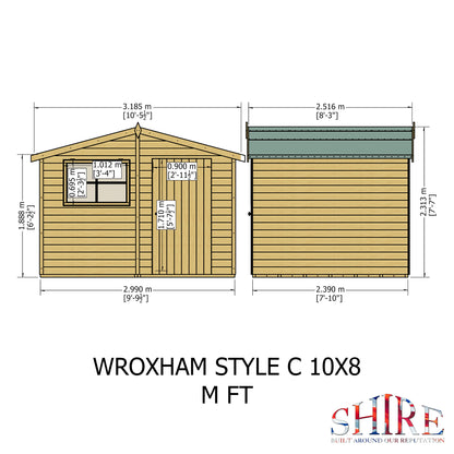 Shire Wroxham 10x8 Single Door Shiplap Style C