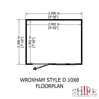 Shire Wroxham 10x8 Single Door Shiplap Style D