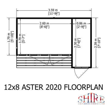 Shire Aster 12x8 Shiplap Right Hand Storage