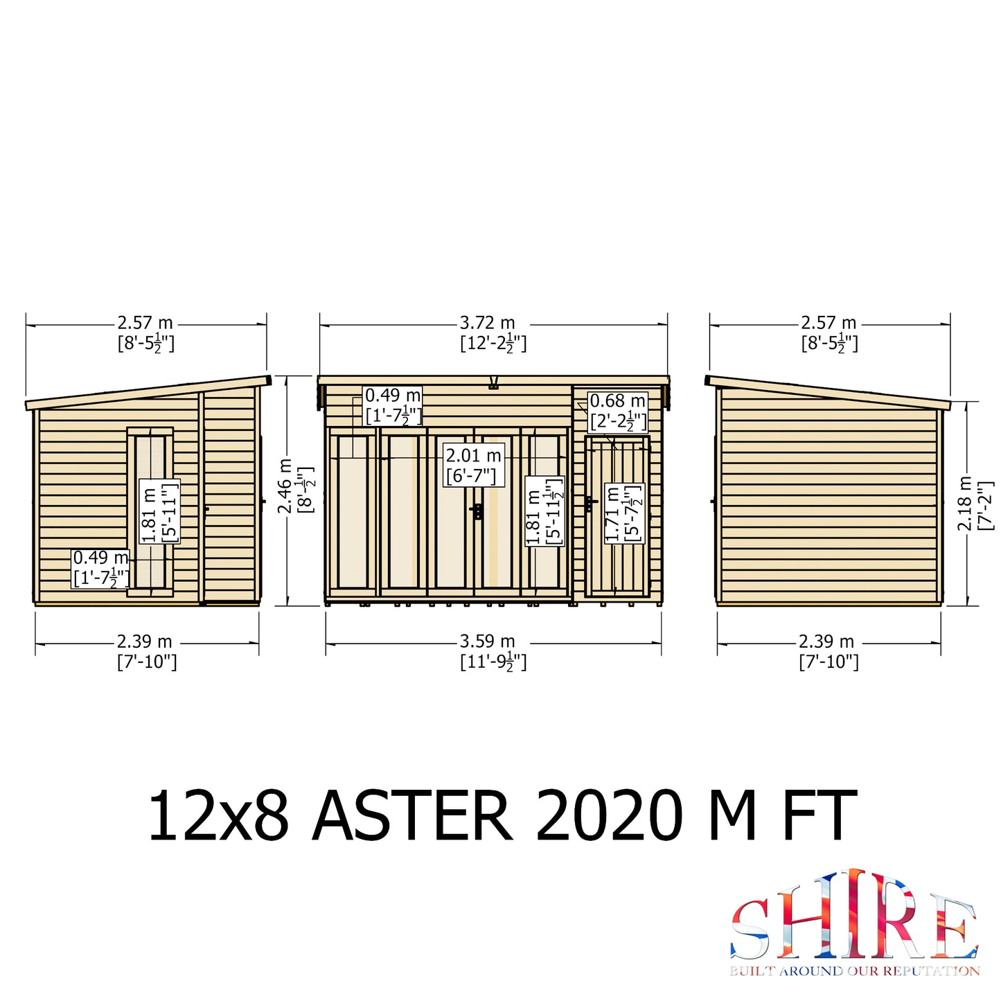 Shire Aster 12x8 Shiplap Right Hand Storage