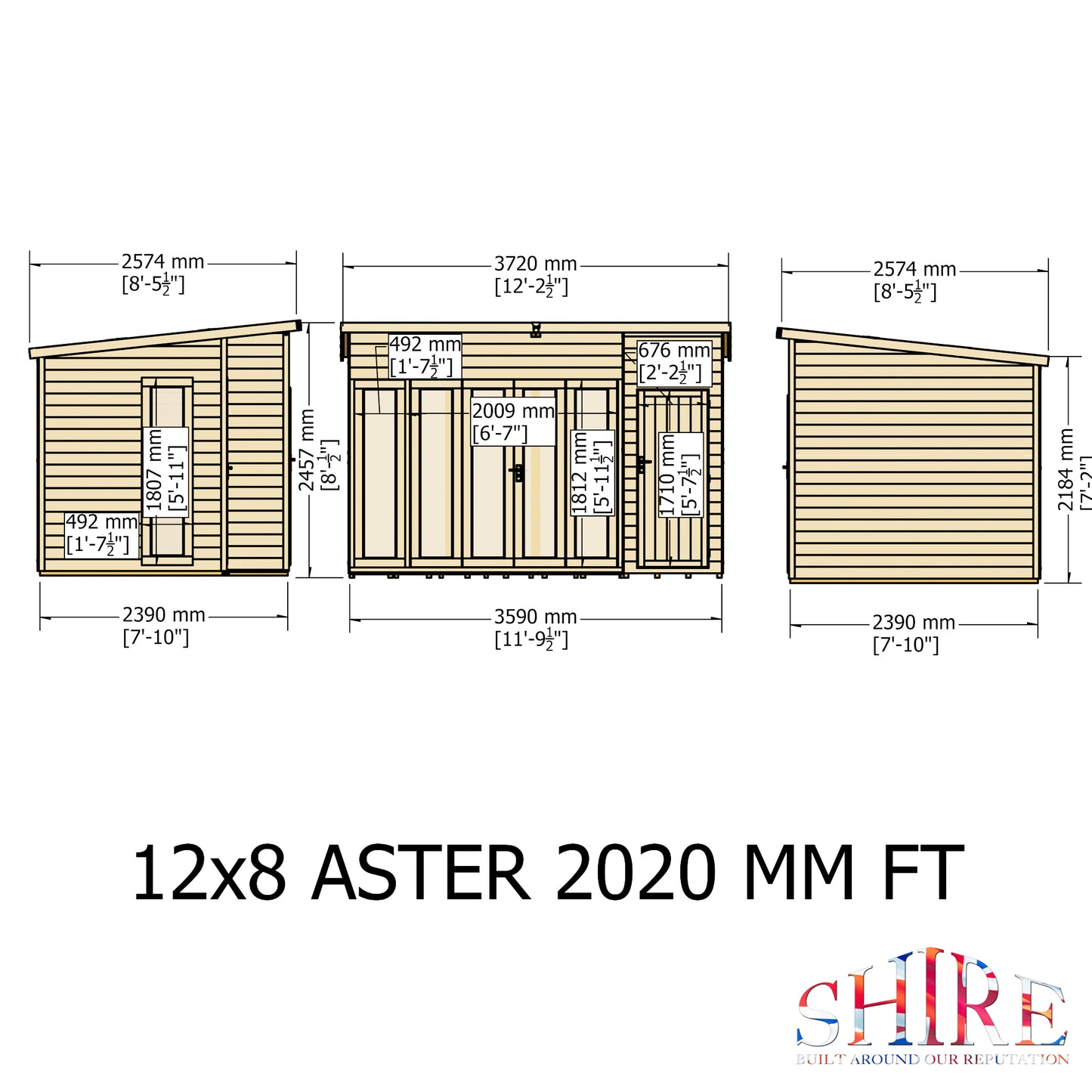 Shire Aster 12x8 Shiplap Right Hand Storage