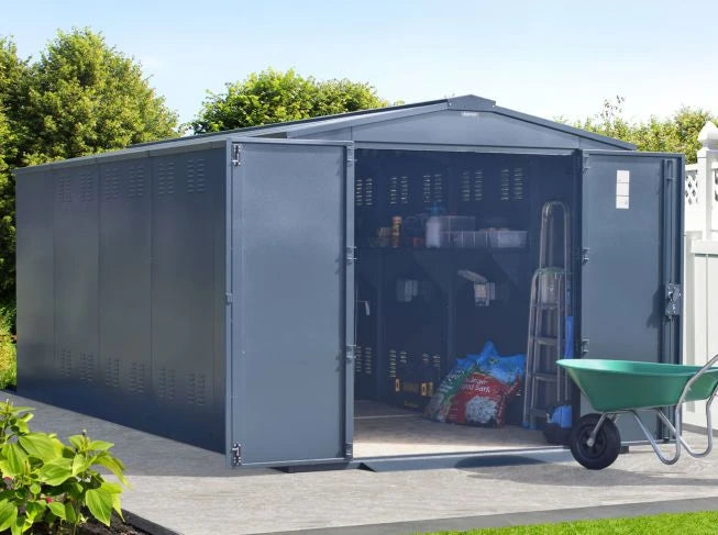 Asgard Metal Shed 7ft x 18ft (The Gladiator P3) - Police Preferred Specification