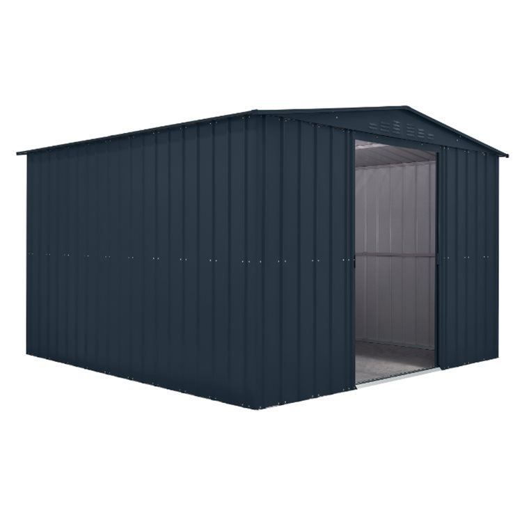 Globel 10x10ft Apex Metal Garden Shed - Grey