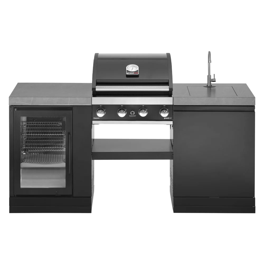 GrandPro 185 Outdoor Kitchen – Premium 4-Burner Gas Grill with Fridge & Sink