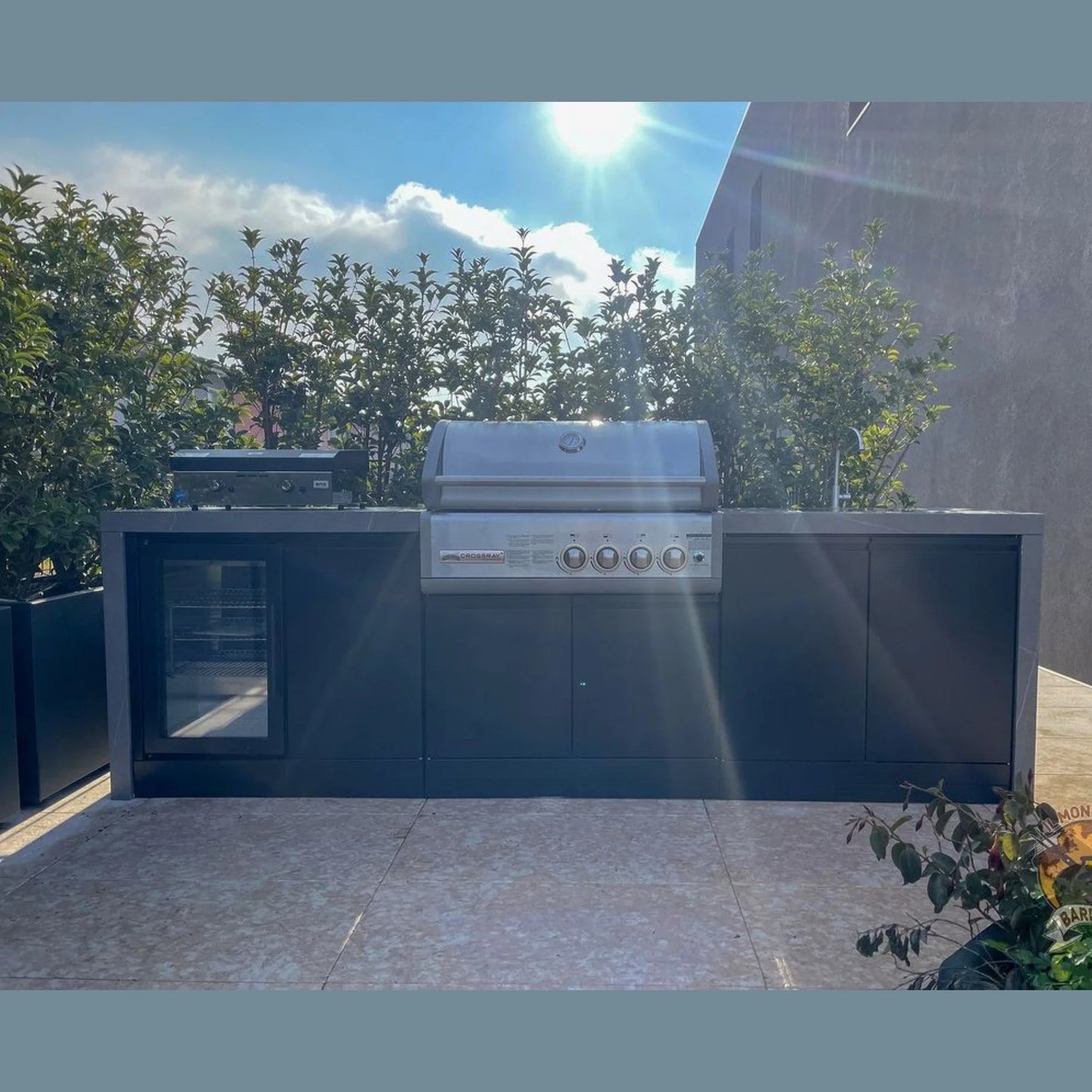 GrandPro 215 Crossray 4-Burner Outdoor Kitchen with Fridge & Sink