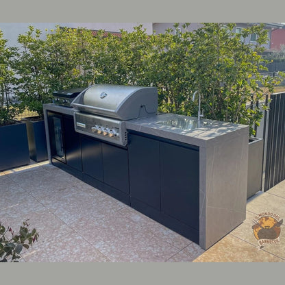 GrandPro 215 Crossray 4-Burner Outdoor Kitchen with Fridge & Sink