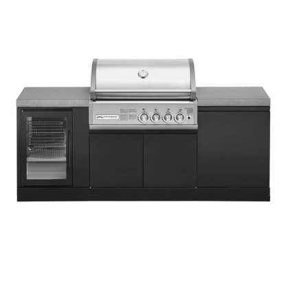 GrandPro 215 Crossray 4-Burner Outdoor Kitchen with Integrated Fridge