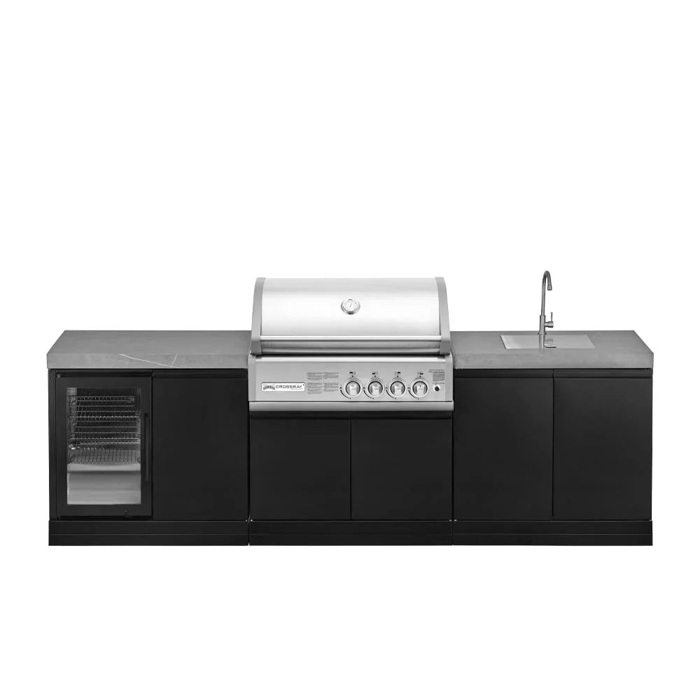 GrandPro 272 Crossray 4-Burner Outdoor Kitchen with Fridge & Sink