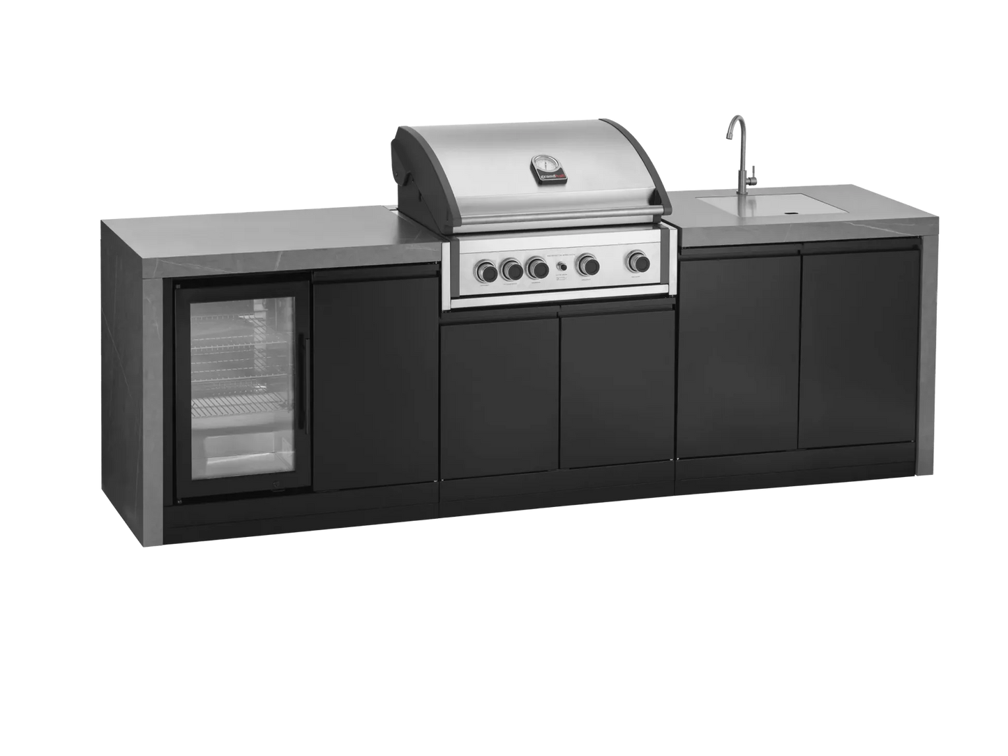 GrandPro 274 Series Pro Elite Waterfall Outdoor Kitchen with Fridge & Sink