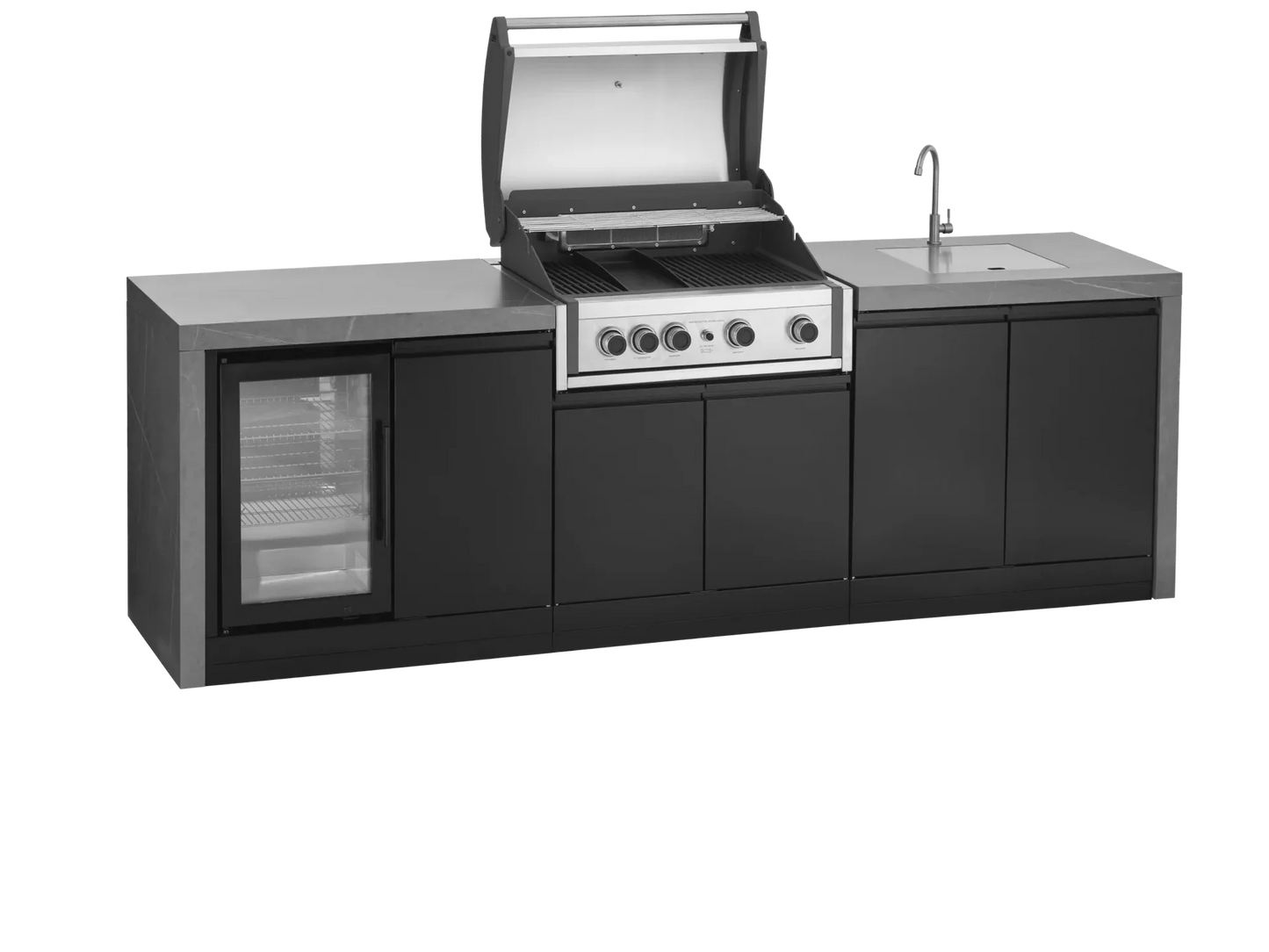 GrandPro 274 Series Pro Elite Waterfall Outdoor Kitchen with Fridge & Sink
