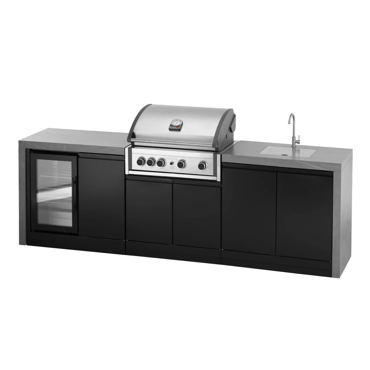 GrandPro 274 Series Pro Elite Waterfall Outdoor Kitchen with Fridge & Sink
