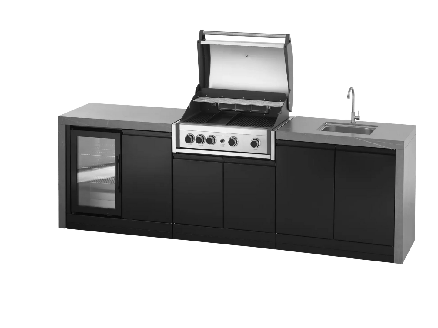 GrandPro 274 Series Pro Elite Waterfall Outdoor Kitchen with Fridge & Sink