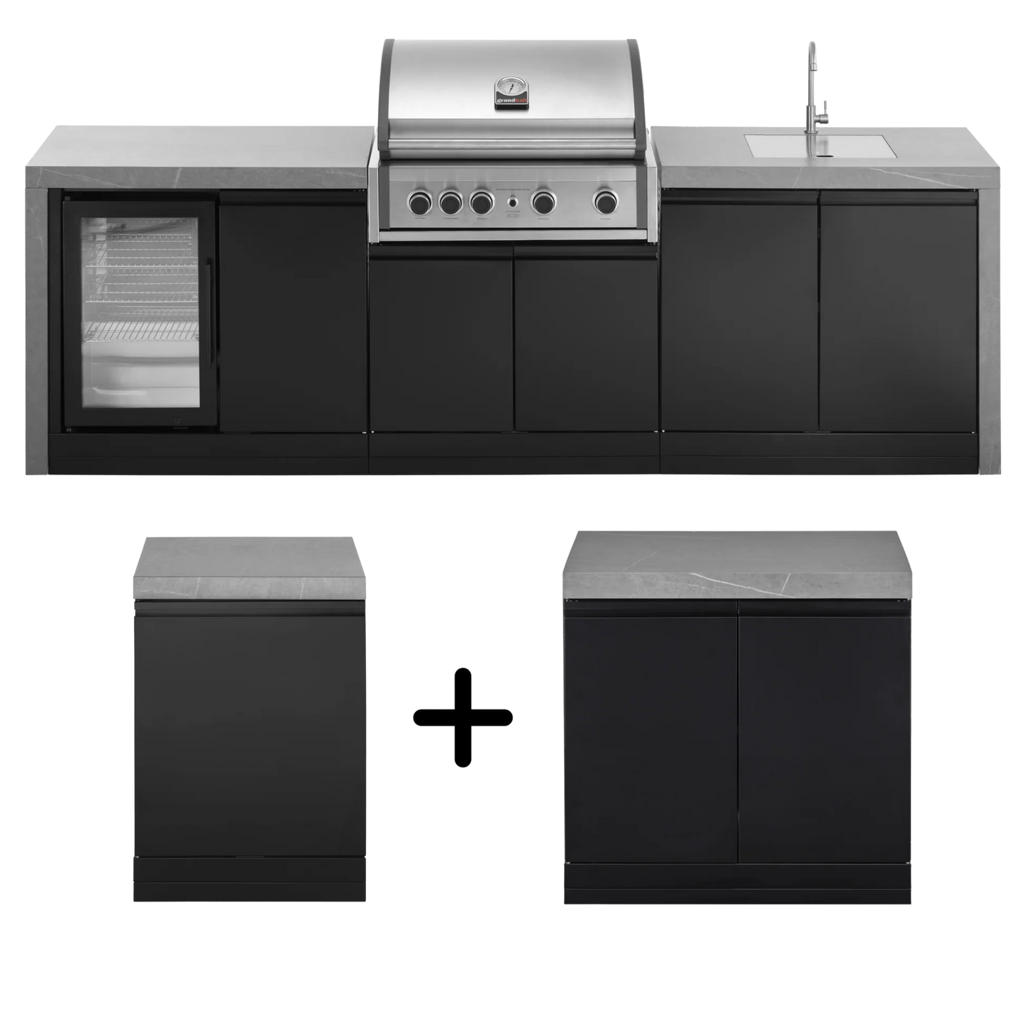 GrandPro 426 L-Shape Pro Elite Outdoor Kitchen with Fridge