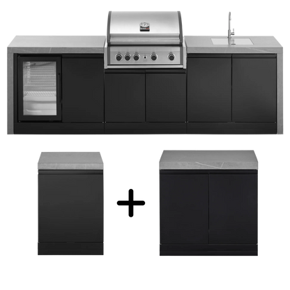 GrandPro 426 L-Shape Pro Elite Outdoor Kitchen with Fridge