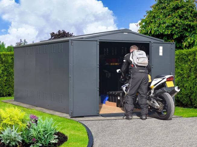 Asgard Motorcycle Storage Shed 7ft x 18ft - Police Preferred Specification