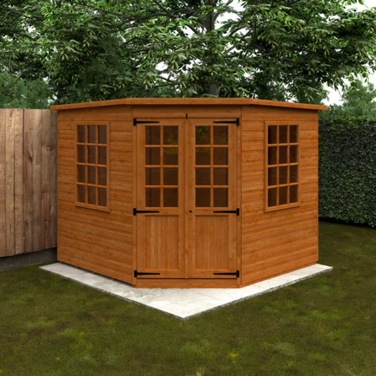 8x8 Pentagon Cornerhouse - Summerhouse Doors / Georgian Windows