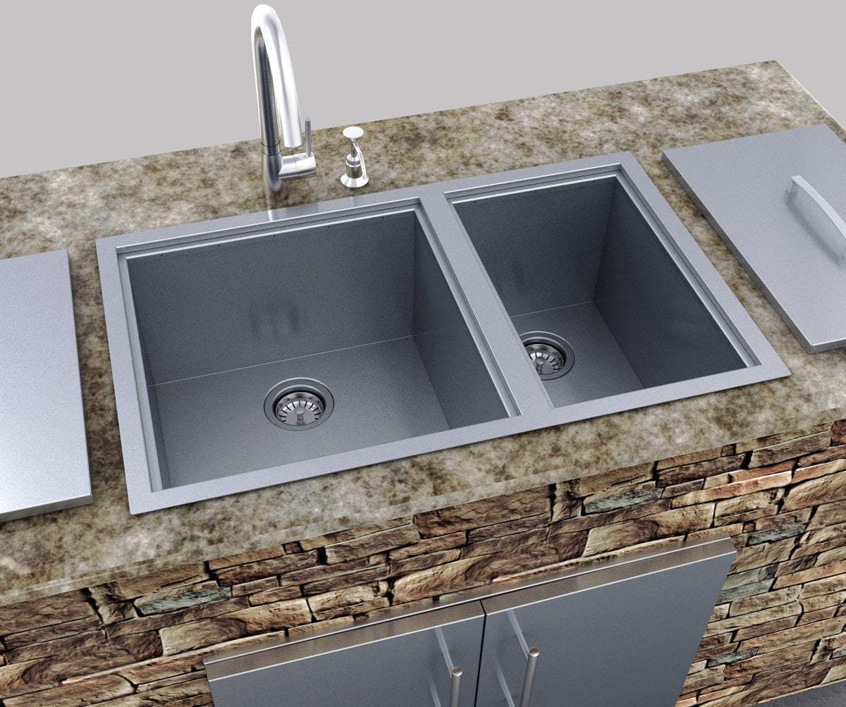 Sunstone Double Basin Sink with Covers
