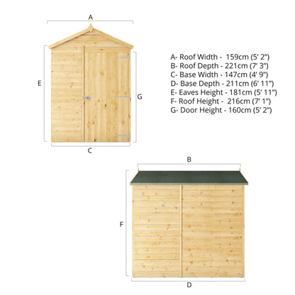 Mercia 7x5 Modular Shiplap Apex - Windowless