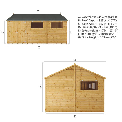 Mercia 15x10 Premium Shiplap Reverse Apex Workshop