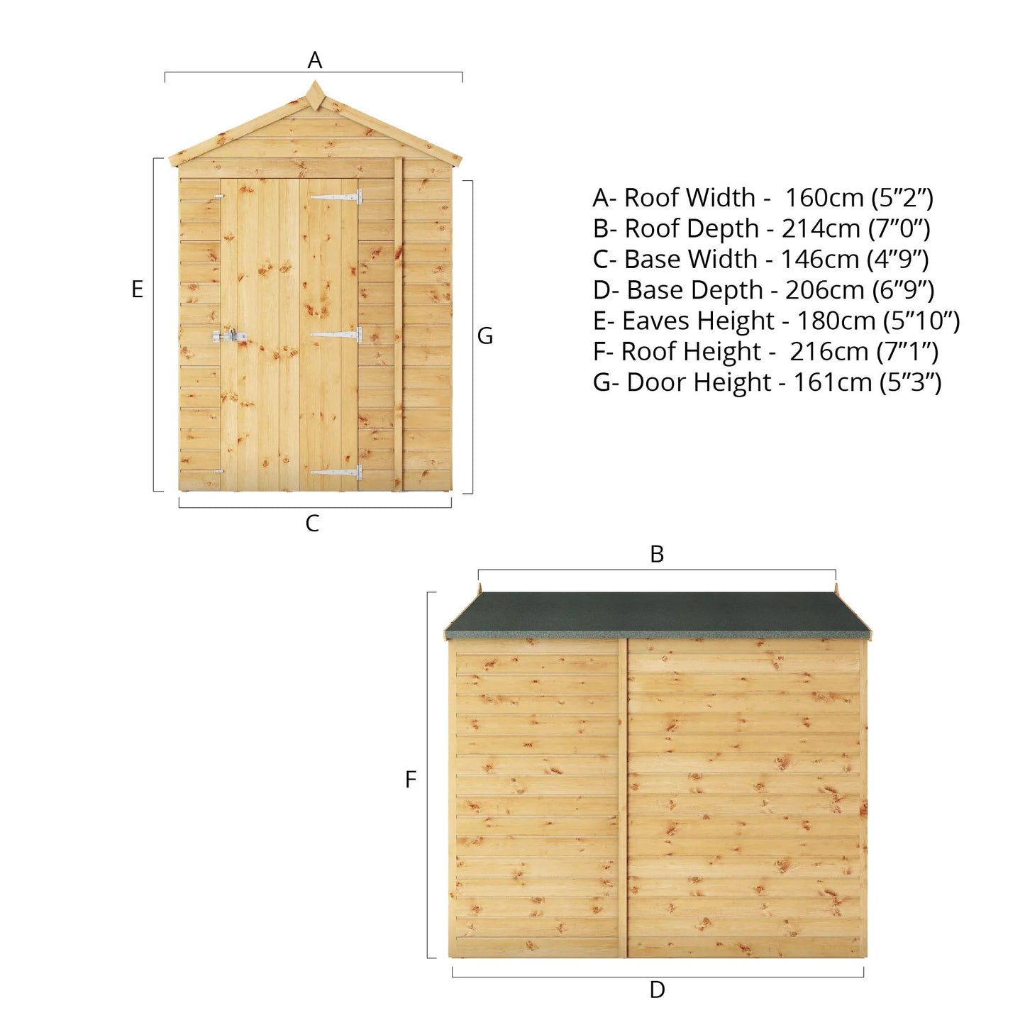 Mercia 7x5 Modular Shiplap Apex - Windowless