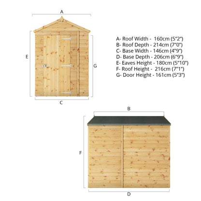 Mercia 7x5 Modular Shiplap Apex - Windowless