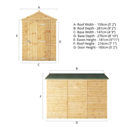 Mercia 9x5 Modular Shiplap Apex - Windowless