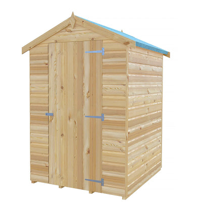 Shire GB Shetland 4x4 ft Shiplap Apex Single Door Shed