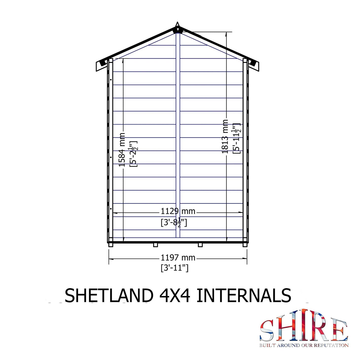 Shire GB Shetland 4x4 ft Shiplap Apex Single Door Shed