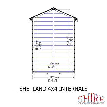 Shire GB Shetland 4x4 ft Shiplap Apex Single Door Shed