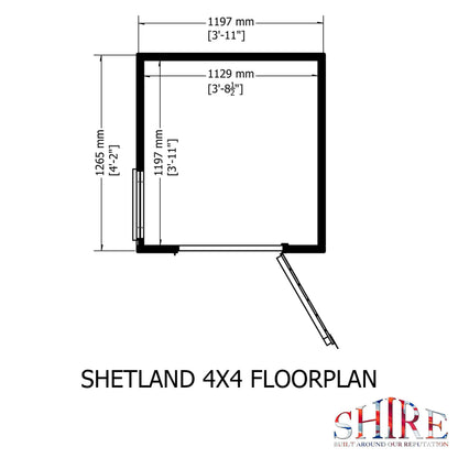 Shire GB Shetland 4x4 ft Shiplap Apex Single Door Shed