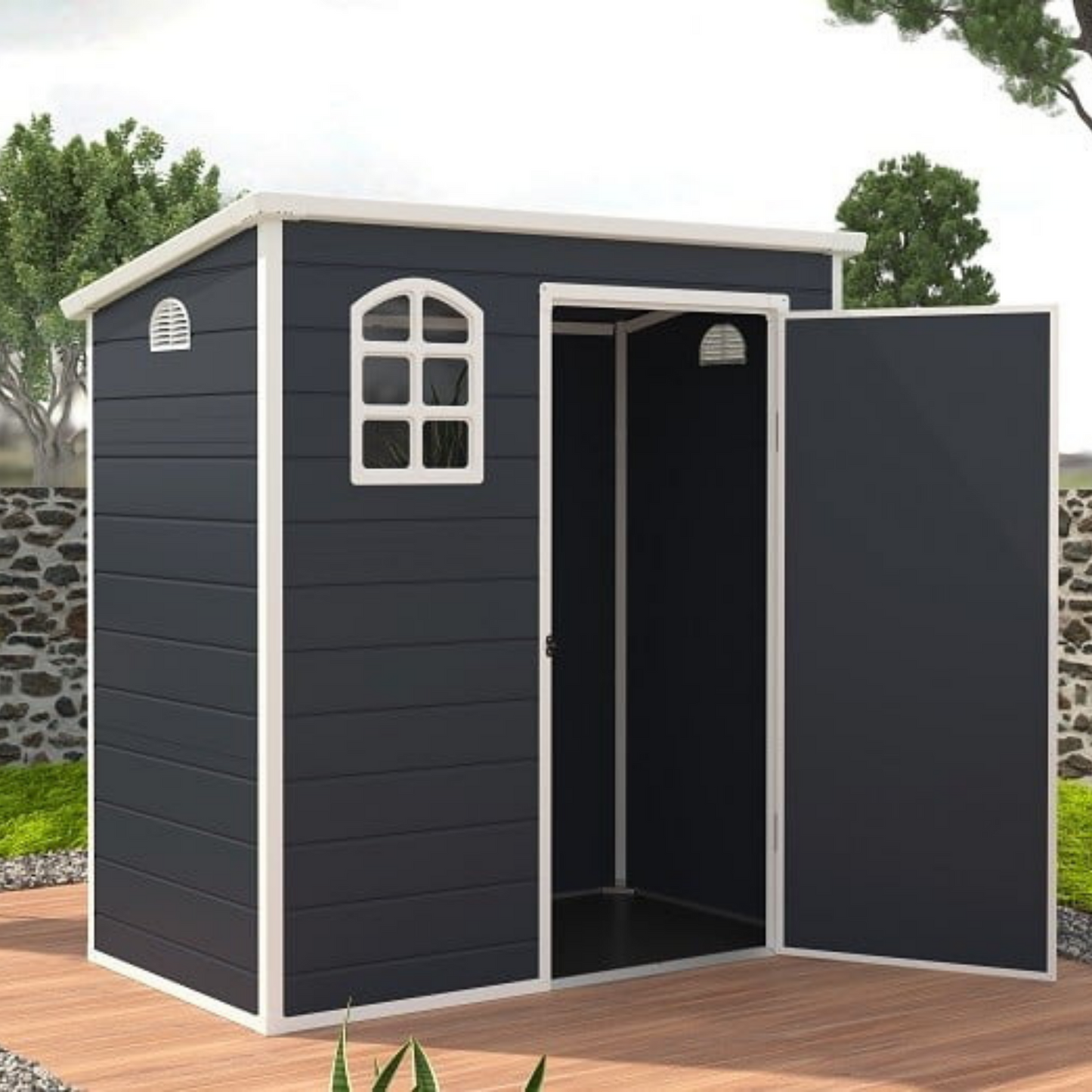 Jasmine 6x3 Plastic Pent Shed with Foundation Kit