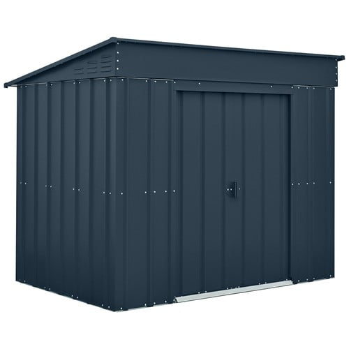 Globel 6x4ft Low Pent Metal Garden Shed - Grey